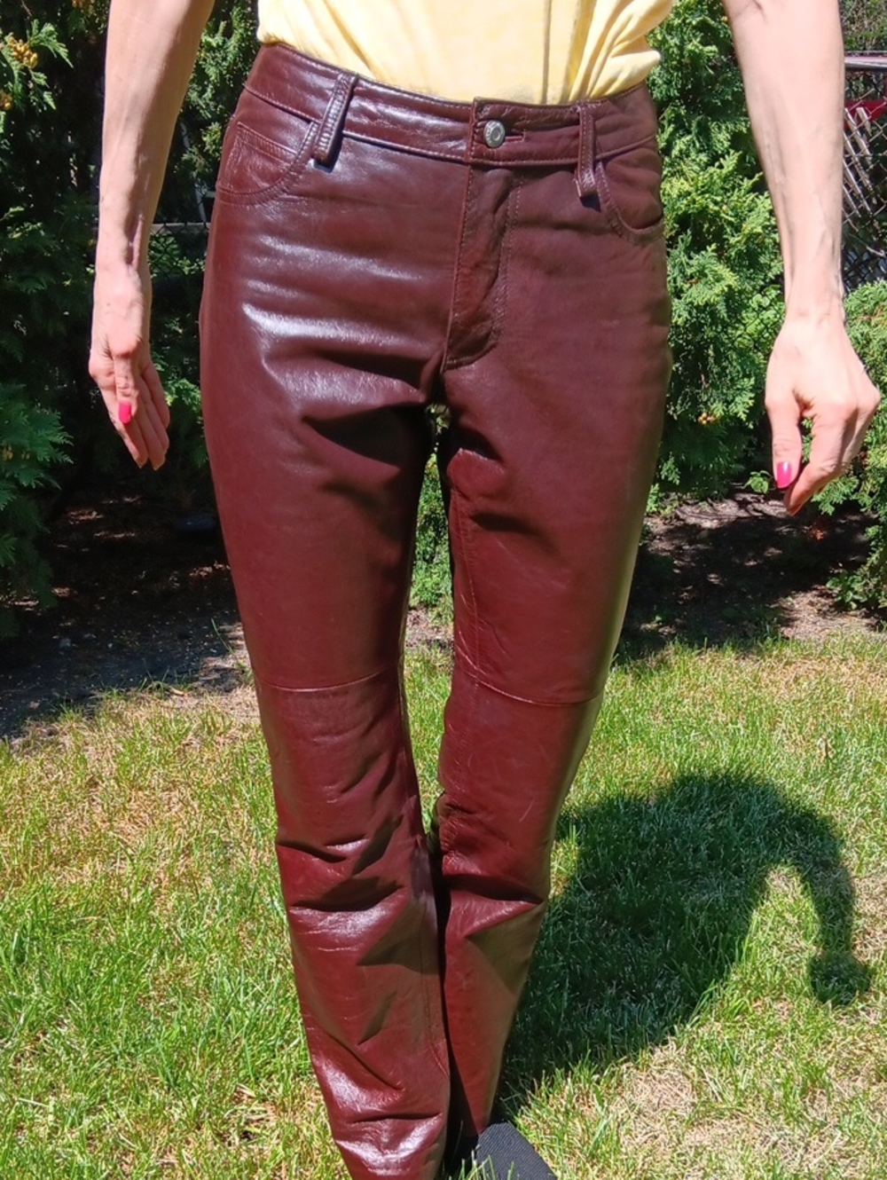Y2K Vintage Women's Dark Brown Skinny Leather Pants Size 0 The Gap